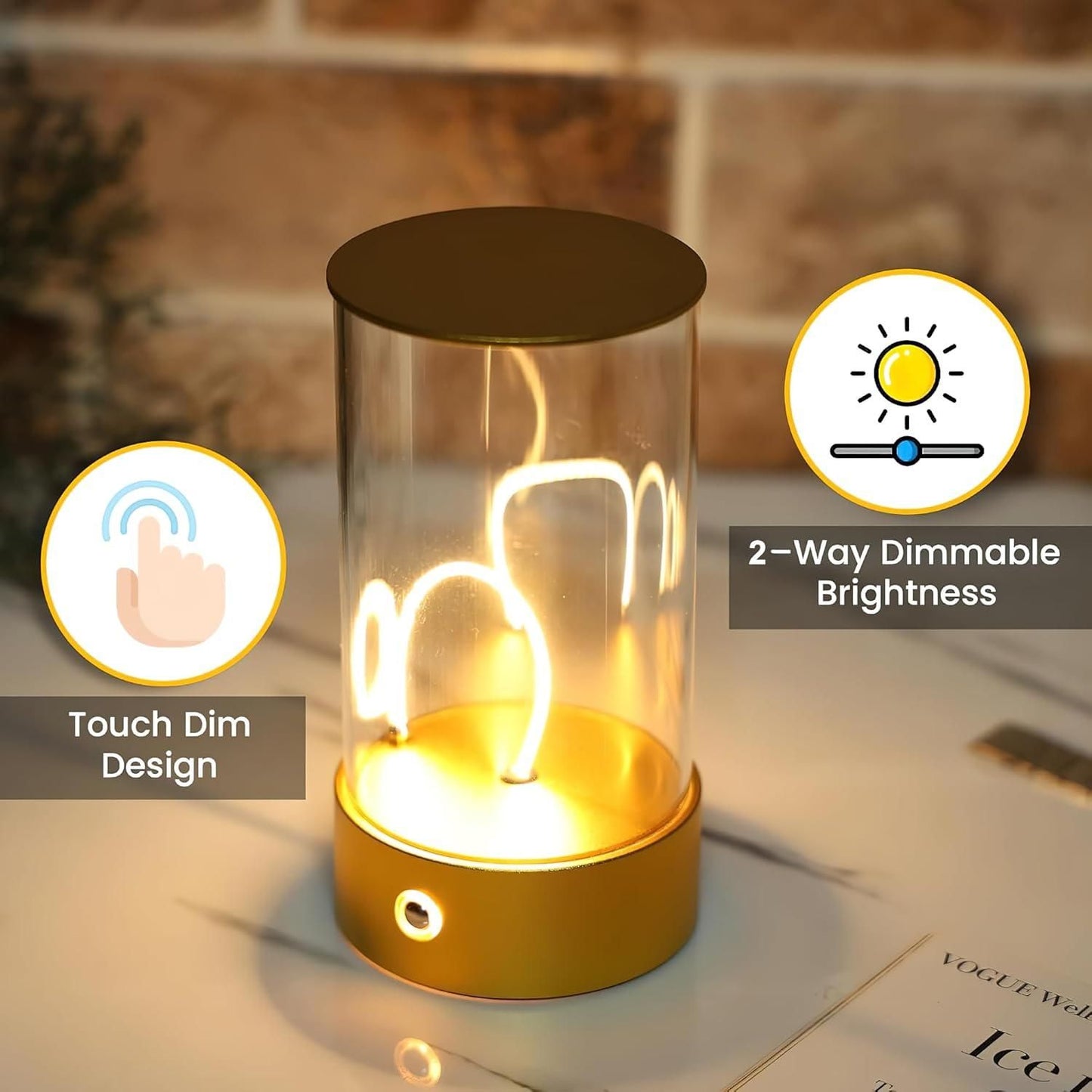 Futuristic LED Magnetic Filament Lamp with USB-C Rechargeable Design, Stepless Dimming & Touch Control for Ambient Lighting